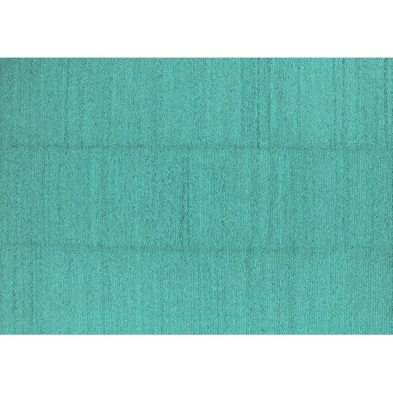 Ahgly Company Machine Washable Indoor Rectangle Solid Turquoise Blue Modern Area Rugs, 5' x 7'