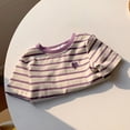 thumbnail image 4 of Cethrio Girls Cotton T-shirts, Stripe Casual Short Sleeve Crew Neck Summer Tops Kids Tees Purple Size 10, 4 of 6