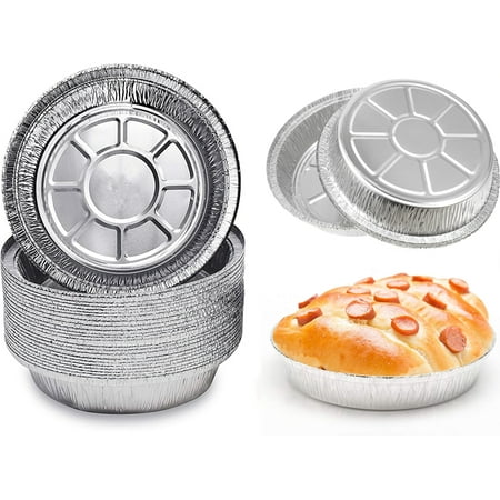 

Roofei 6 Inch Round Tin Foil Cake Pans Disposable Aluminum Foil Pie Pans Freezer & Oven Safe - For Baking Cooking Storage Roasting Reheating Pack of 50