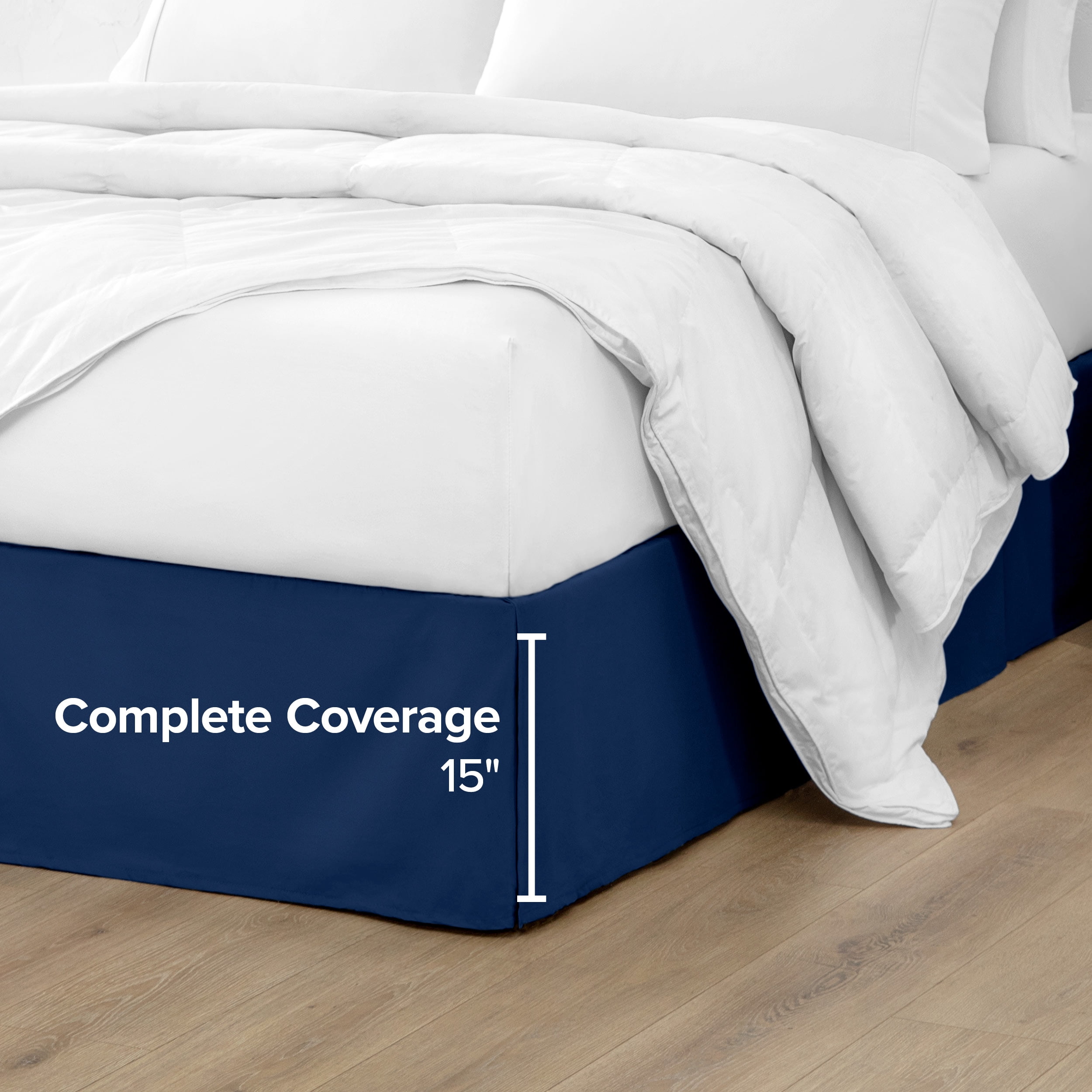 Bare Home Double Brushed Bed Skirt - Premium 1800 Collection - 15-inch Drop - Twin, Dark Blue