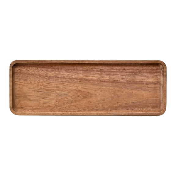 Solid Wood Serving Tray, Rectangular Bread and Fruit Plate, Nonporous Multipurpose Wooden Storage Platter for Kitchen Counter Decor, Coffee Table Centerpiece, Bedroom Organizer by