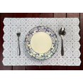 thumbnail image 1 of AMORNPHAN 4 Pieces White Rectangle Floral Lace Classic Style Woven Vinyl Non-Slip Heat-Resistant Placemat Table Pad Table Mats Dinning Washable for Kitchen Decor 12X19.5 Inches, 1 of 1