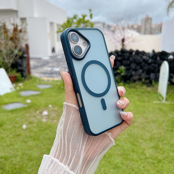 For iPhone 17 Magnetic Phone Case,Anti-fingerprint Matte Back Design,Compatible with Mag-Safe,Ultra Slim Shockproof Drop Protection Rugged Translucent Thin Fit Phone Case,Blue