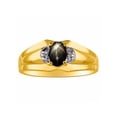 thumbnail image 1 of RYLOS Mens Rings 14K Yellow Gold Classic Design 7X5MM Oval Gemstone & Diamond  Black Star Sapphire March Birthstone Ring Size 8, 1 of 7