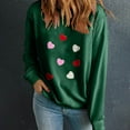 thumbnail image 2 of ibuvkizy Valentine's Day Womens Sweatshirt Round Neck Lover's Love Print Sweatshirt Long Sleeved Pullover Top/shirt Green,XS, 2 of 7