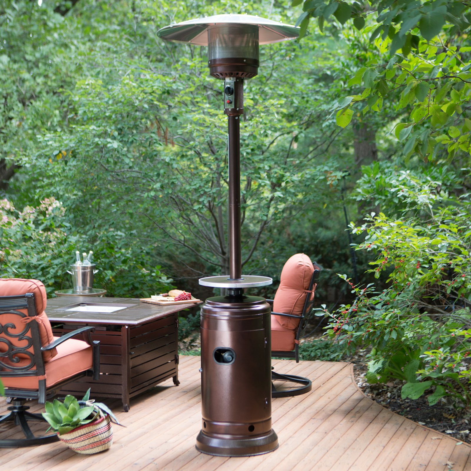 Coral Coast Hammered Bronze Commercial Patio Heater With Table Walmartcom