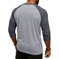 thumbnail image 5 of Resicozy 3/4 Sleeve Shirt Men Summer Color Block Henley Neck Baseball T-Shirts Casual Loose Fit Tees T-Shirt Gray XL, 5 of 7