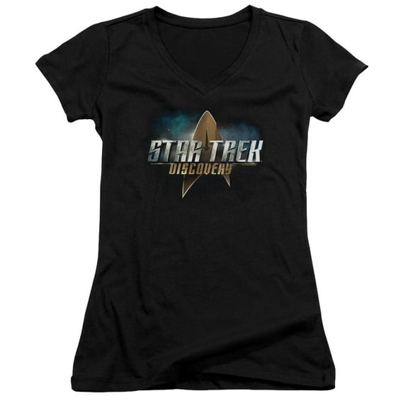 Star Trek Discovery Discovery Logo Junior Women's V-Neck T-Shirt Black