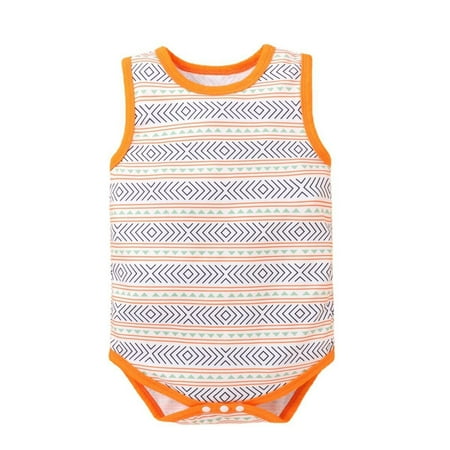 

EHTMSAK Newborn Infant Baby Girl Boy Cartoon Sleeveless Bodysuit Orange 0-12M 70