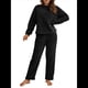 thumbnail image 3 of Pijama de 2 Piezas para Mujer, Conjunto de Ropa de Estar por Casa, Suéter de Punto, Cuello Redondo, Larga, Conjuntos Peludos Negro L, 3 of 8