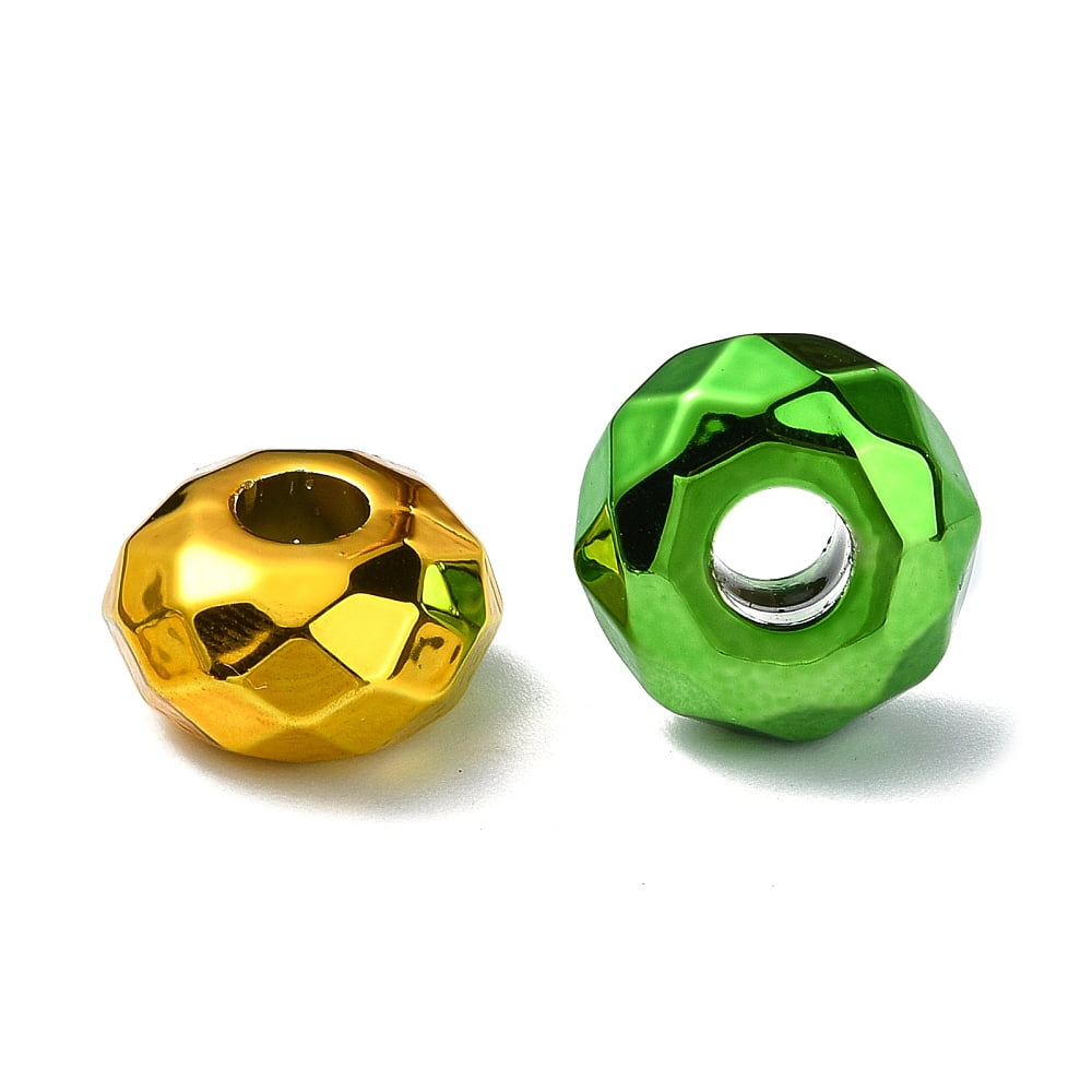 Acrylic European Beads Large Hole Beads Faceted Mixed color 15x8mm Hole: 4.7mm