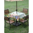 thumbnail image 3 of Easter Outdoor Tablecloth - 60x60 Inch Square Dining Table Cover, Spring Rabbit Feet Eggs Botanical Flowers Butterfly Waterproof Outdoor Table Cloth with Umbrella Hole & Zipper for Picnic/Patio/Party, 3 of 7