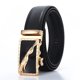 thumbnail image 1 of Cinturón con hebilla automática de cuero dorado para hombre, cinturón para hombre de negocios, pantalones de cuero de vaca genuino de grano de lichi, dos capas, leopardo dorado negro, 1 of 1