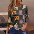 thumbnail image 2 of MVRLSH Womens Tops Shirts Blouse Casual Halloween Graphic Printed 3/4 Sleeve V Neck Loose Fit Blouses, 2 of 5