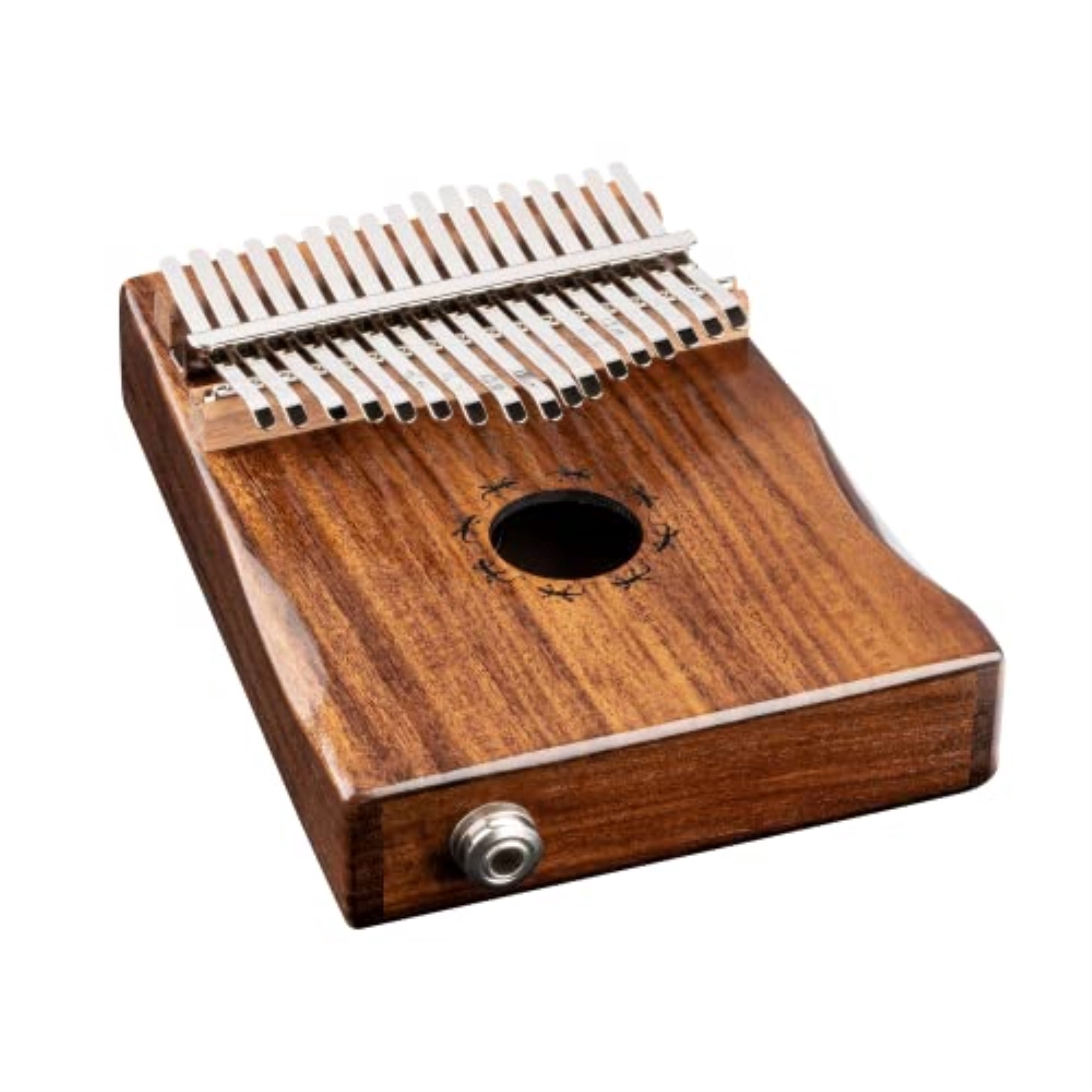 Solid Wood 17 Key Kalimba - C Major - Top Soundhole - Built-In Passive Pickup - withCover Bag, Tuning Hammer, Polish Cloth & Deluxe Case
