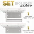 thumbnail image 2 of 2 Shelve Toilet Paper Holder with Natural Marble Shelf, Screw Wall Mounted, Tissue Roll Holder for Bathroom Nickel, 2 of 5
