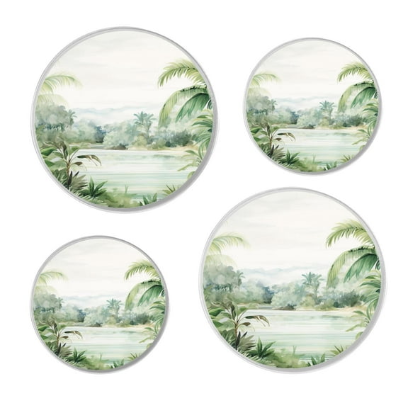 Stove Burner Covers 4 Pcs for ,Tropical Plant Green Palm Leaf picture, Round Gas Stove Burner Cover 8Inch And 10Inch