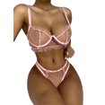 thumbnail image 2 of VISgogo Conjunto de lencería sexy de 2 piezas, sujetador transparente con patrones de corazón femenino + bragas para mujer, S/M/L/XL VISgogo moda, 2 of 8