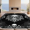 thumbnail image 2 of Design&I 6'x9' Washable Area Rug Oversized Skid-Resistant Halloween Skull Gothic Skeleton Bone Cobweb Large Border Horror for Living Room, Family Indoor, 2 of 7