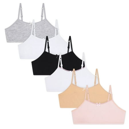

Rene Rofe 6 Pack Girls Cotton Training Bras - Crop Cami Training Bras for Girls (10-12 Years Black/White)
