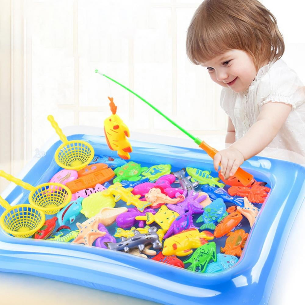 26pcs Magnetic Fishing Game Toy with 17.7 inch Pool Fishing Rods Set for Kids
