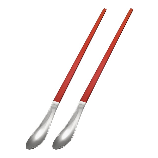 Unique Bargains Stainless Steel Long Stirring Spoon, 2Pack 10-Inch Coffee Stir Sticks for Party Bar Restaurant(Silver Red)