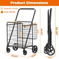 thumbnail image 5 of PUKNLY Extra Large Shopping Cart,Grocery Cart on Wheels, Foldable Utility Shopping Carts with Double Basket and 360° Rolling Swivel Wheels for Groceries Laundry, 5 of 7