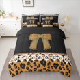 thumbnail image 2 of jejeloiu Kawaii Bowtie Ribbon 7 Pieces Bedding Comforter Set,Chic Leopard Print Full Bedding Set,Brown Black White Fitted Sheet Flat Sheet For Men Women,Breathable Home Decor Reversible, 2 of 8