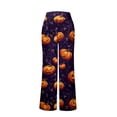 thumbnail image 6 of IYYVV Halloween Pajama Pants Women Horror Pumpkin Bats Print Drawstring Sleepwear Halloween Stretch Lounge Cute Candy Fashion Clothes Dark Purple XL, 6 of 6