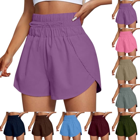 Women's Athletic Workout Shorts with Pockets Activewear Gym Shorts (Purple XXL)