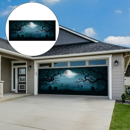 

Clearance! WOCACHI Garage Friends Halloween 2024 New Halloween Garage Door Cover Garage Door Halloween