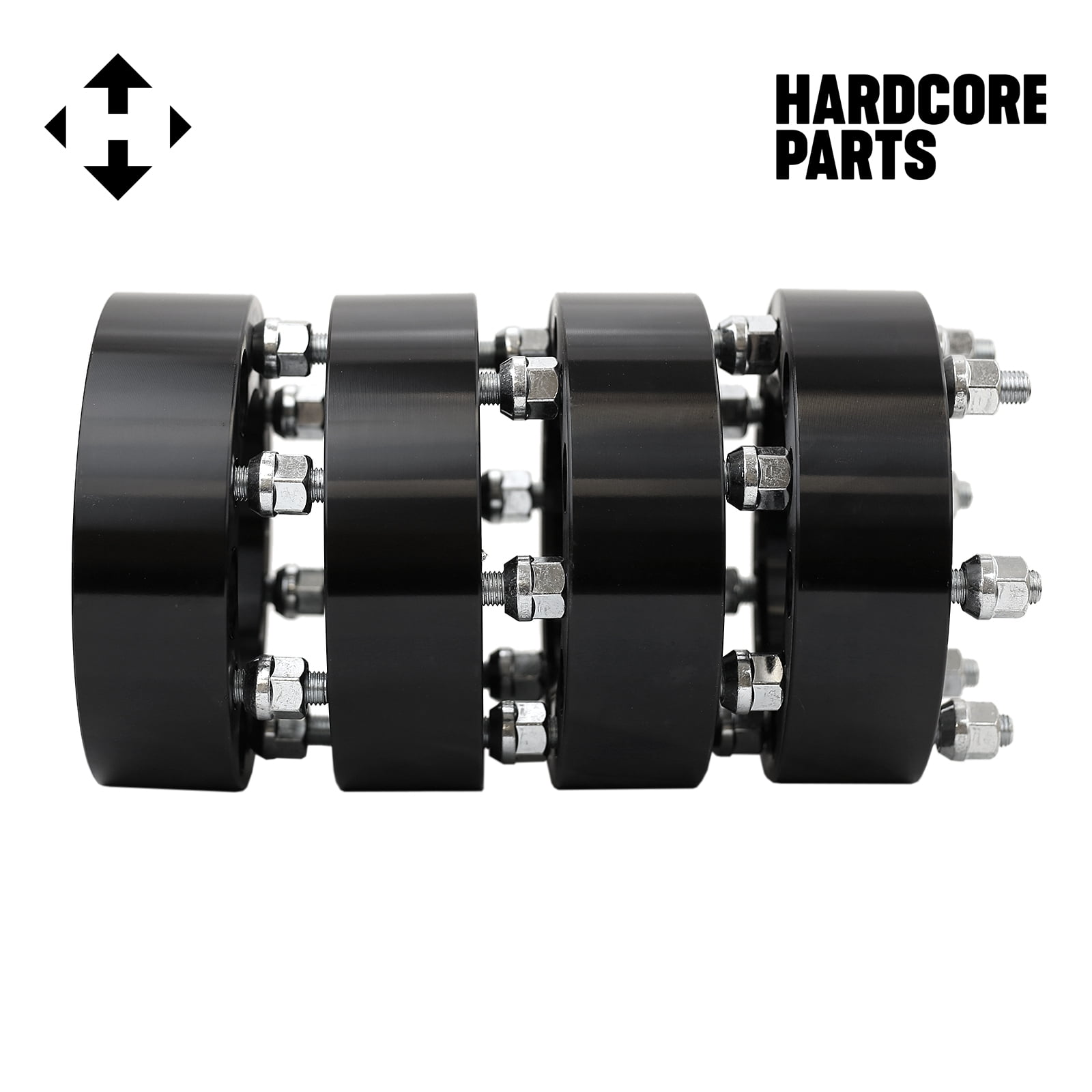 4 QTY Black Wheel Spacers Adapters 2" 6x5.5 (6x139.7) bolt patterns with 12x1.5 threads - Compatible with Toyota Isuzu Chevroloet GMC Dodge Ford Honda Hummer Hyundai Isuzu Lexus Mazda Mitsubishi