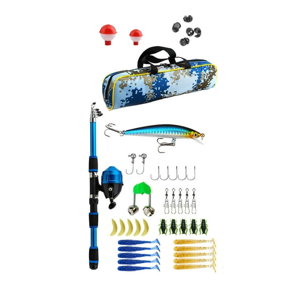 Kids Fishing Rod Kit with Reel Tackle and Camo Carry Bag 18m Beginner Fishing Set Outdoor Gear for Children and Teens