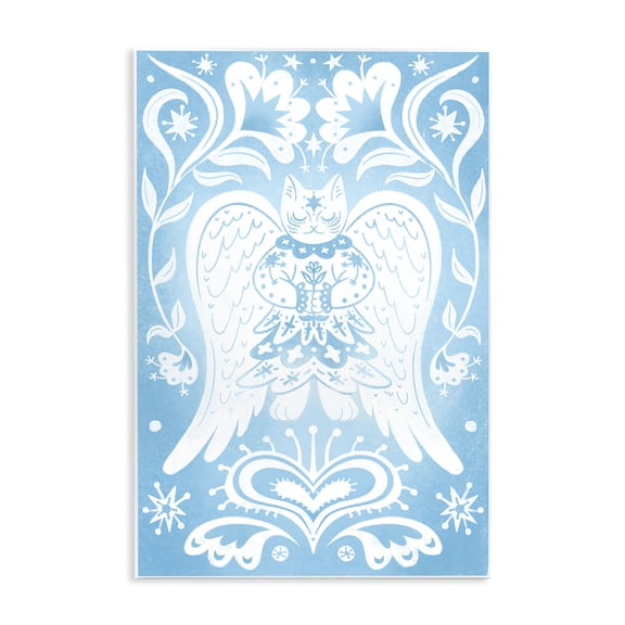 Stupell Industries Bohemian Symmetrical Patterned Angel Cat Wall Plaque Art, 10 x 15, by Hannah Moren