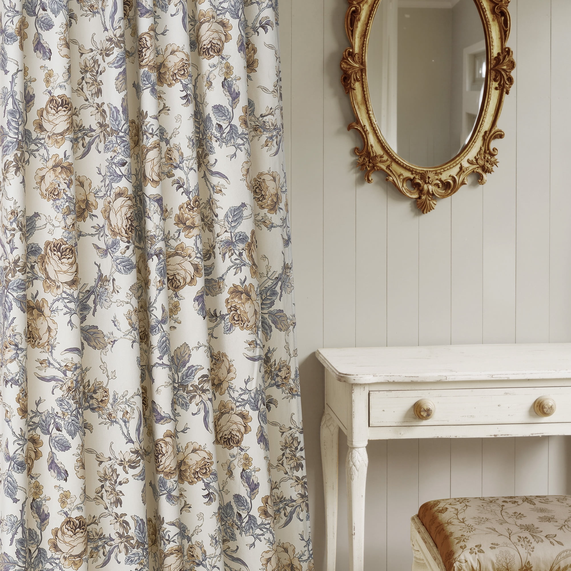 StangH Floral Velvet Curtains Vintage Peony Pattern Curtains French Country Room Darkening for Living Room, Beige, W52 x L84, 2 Panels