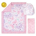 thumbnail image 2 of The Peanutshell Pink and Purple Butterfly Song Crib Bedding Set for Baby Girls, 3 Piece Nursery Set, 2 of 7