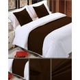thumbnail image 2 of Easy Bedding 3 Piece Bed Runner 100% Egyptian Cotton (1 Piece Bed Runner and 2 Pillow cases) 400 TC, Premium Decorative Bed Scarf- Chocolate Solid, King Size., 2 of 5