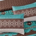 thumbnail image 3 of Southwest Teal/Beige/Brown Print Bedspread 3 Microfiber Cabin Lodge western Quilt Set- Southwestern Bedding- Makala KING BEDSPREAD, 3 of 5