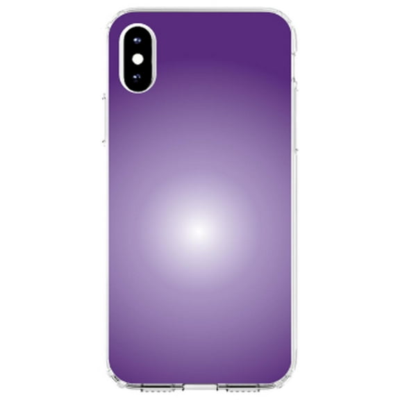 DistinctInk Clear Shockproof Hybrid Case for iPhone XS Max (6.5" Screen) - TPU Bumper, Acrylic Back, Tempered Glass Screen Protector - Purple White Gradient Burst