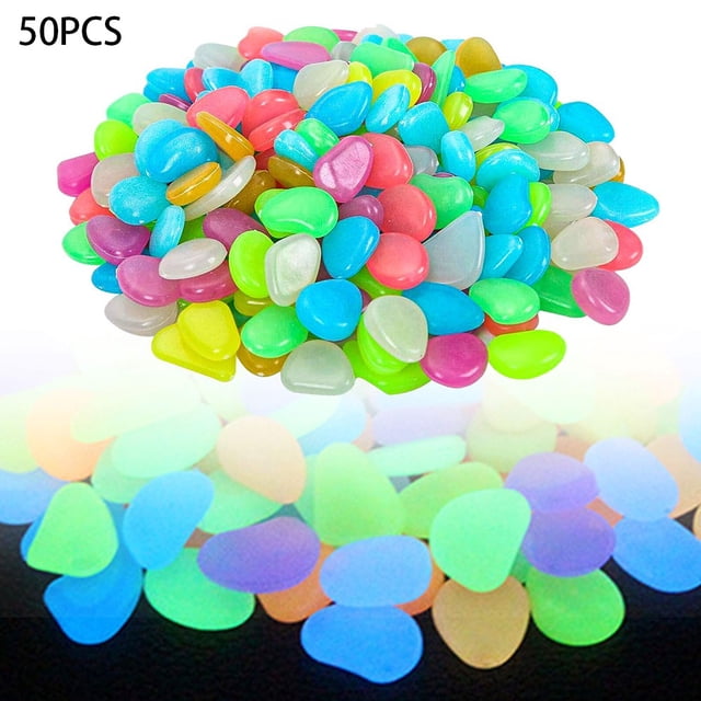 50 Pcs Glow In The Dark Garden Pebbles Glow Stones Rocks For Walkways Garden Path Patio Lawn Garden Yard Decor Luminous Stones