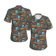 thumbnail image 3 of Yiaed Industrial Transportation Print Women's T Shirt V-Neck Short Sleeve Shirt Casual Breathable Tee Summer Tops-Small, 3 of 5