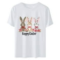 thumbnail image 4 of UPPADA Easter Femmes Oeufs Imprimé T-Shirts Heureux Easter Graphique Bunny Lapin Mignon T-Shirts Manches Courtes Décontracté Col Rond T-Shirts Été Basique Coupe Régulière Chemises Blanc,m, 4 of 5