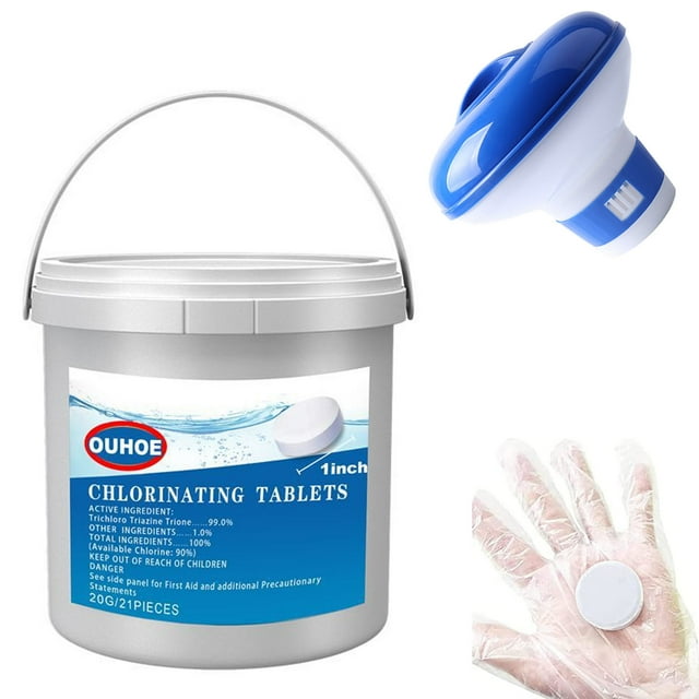 Tablettes de Chlore 1 Lb, Tablettes de Chloration avec Distributeur Flottant de Chlore, Tablettes de Chloration Longue Durée, Chlore
