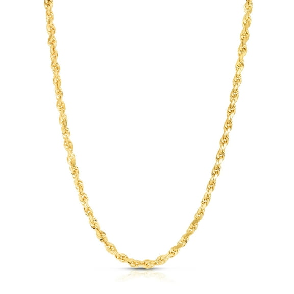 Floreo 14K Yellow Gold 6mm Solid Rope Diamond Cut Chain Necklace