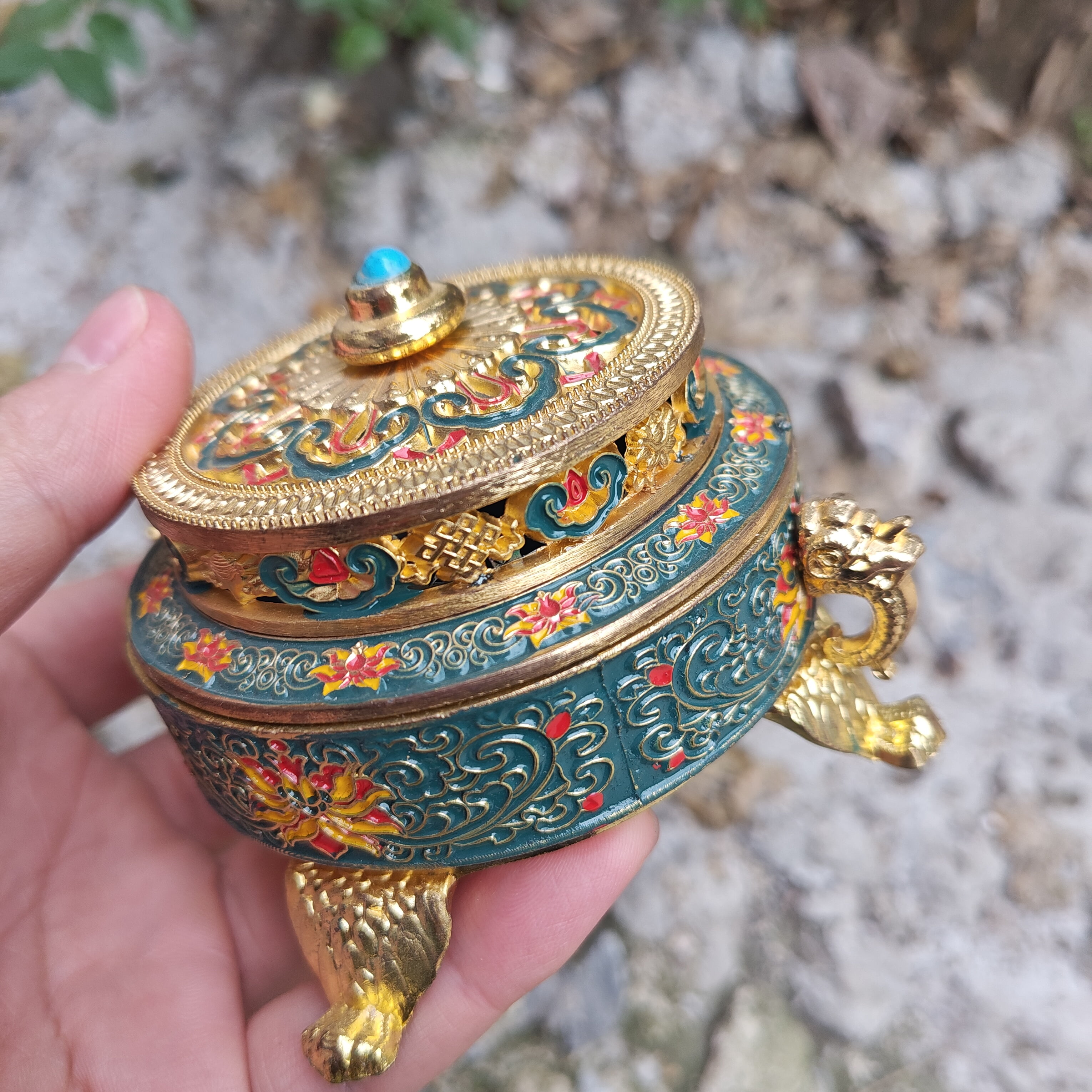 Vintage Bronze Buddha Censer Incense Burner Unique Ritual  Incense holder, Tibet culture Brass Ash catcher censer Incensory Decorative xx082