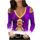 thumbnail image 2 of Pntutb Mujeres Moda Navidad Elk Imprimir Sexy fuera del hombro top Trompeta Camiseta de manga larga Pntutb Pntutb-5174, 2 of 5
