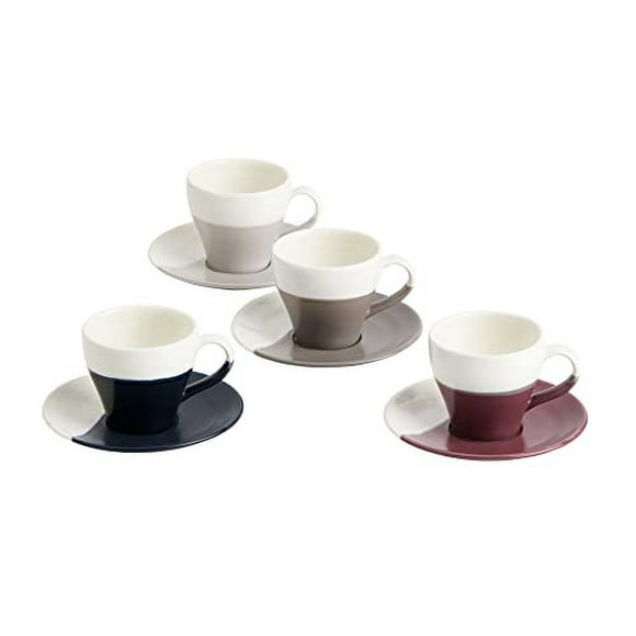 Royal Doulton Coffee Studio Espressco Cup &amp; Saucer Mixed Set/4, Porcelain, Espresso Cups and Saucers