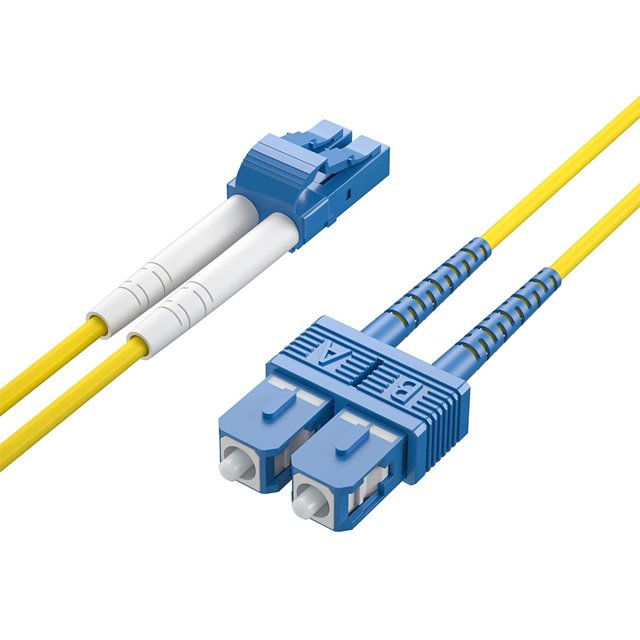 1m OS2 LC to SC Fiber Patch Cable, Single Mode Fiber Optic Cable, SMF Duplex LC-SC UPC, 9/125um, LSZH, Yellow, for 1G/10G SMF SFP Transceiver, Fiber Networks