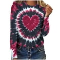 thumbnail image 4 of Gamivast Dressy Tops for Women Womens Valentines Day Tops Plus Size Holiday Heart Long Sleeve Crew Neck Casual Blouses Loose Travel Drop Shoulder Tunic Shirts Spring Festival Outfits, 4 of 7
