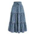 thumbnail image 4 of XIAOCHA Smocked High-Waisted Drawstring Floral Tiered Skirt for Women Flowy Casual Boho-Inspired Everyday Summer Midi Skirt, 4 of 5